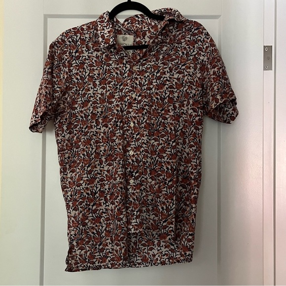 NWOT Kardo x Anokhi Hand Block Printed Cotton Floral Camp Shirt - Picture 2 of 9